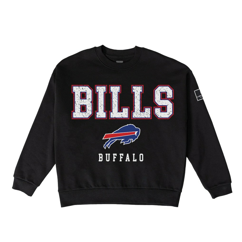 Buffalo Bills Gameday Couture Women's Oversized Level Up Black Label Premium Fleece Sweatshirt Black | NFL