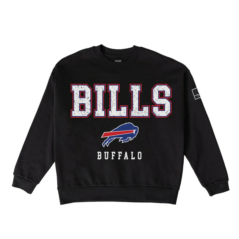 Buffalo Bills Gameday Couture Women's Oversized Level Up Black Label Premium Fleece Sweatshirt Black | NFL
