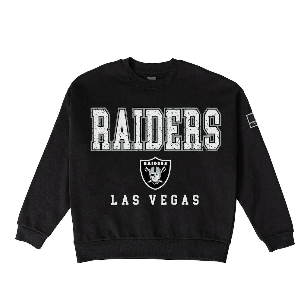 Las Vegas Raiders Gameday Couture Women's Oversized Level Up Black Label Premium Fleece Sweatshirt Black | NFL