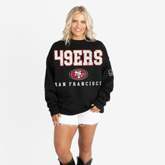 San Francisco 49ers Gameday Couture Women's Oversized Level Up Black Label Premium Fleece Sweatshirt Black | NFL