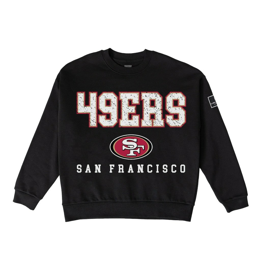 San Francisco 49ers Gameday Couture Women's Oversized Level Up Black Label Premium Fleece Sweatshirt Black | NFL
