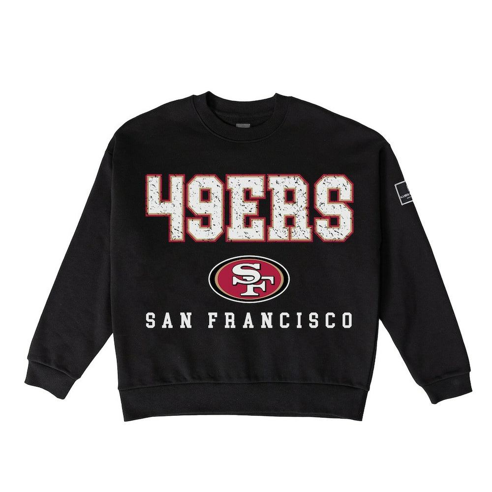 San Francisco 49ers Gameday Couture Women's Oversized Level Up Black Label Premium Fleece Sweatshirt Black | NFL