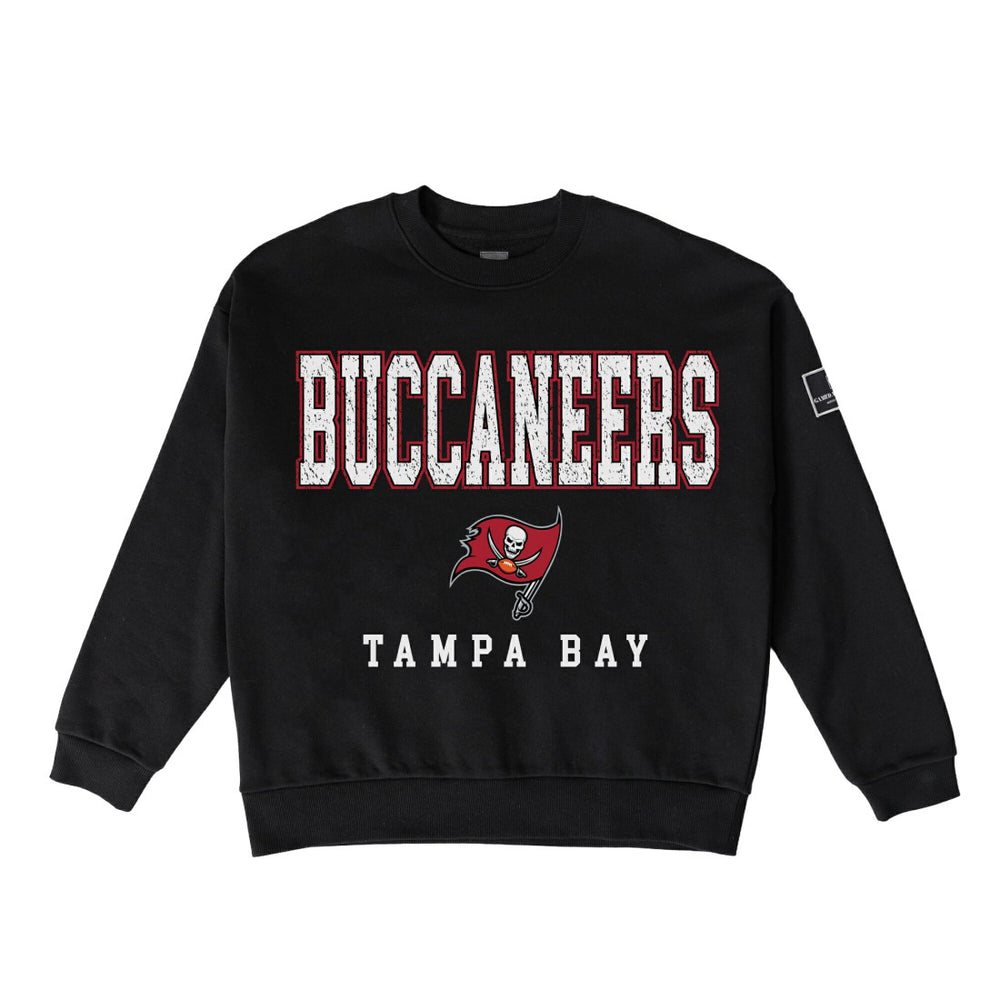 Tampa Bay Buccaneers Gameday Couture Women's Oversized Level Up Black Label Premium Fleece Sweatshirt Black | NFL
