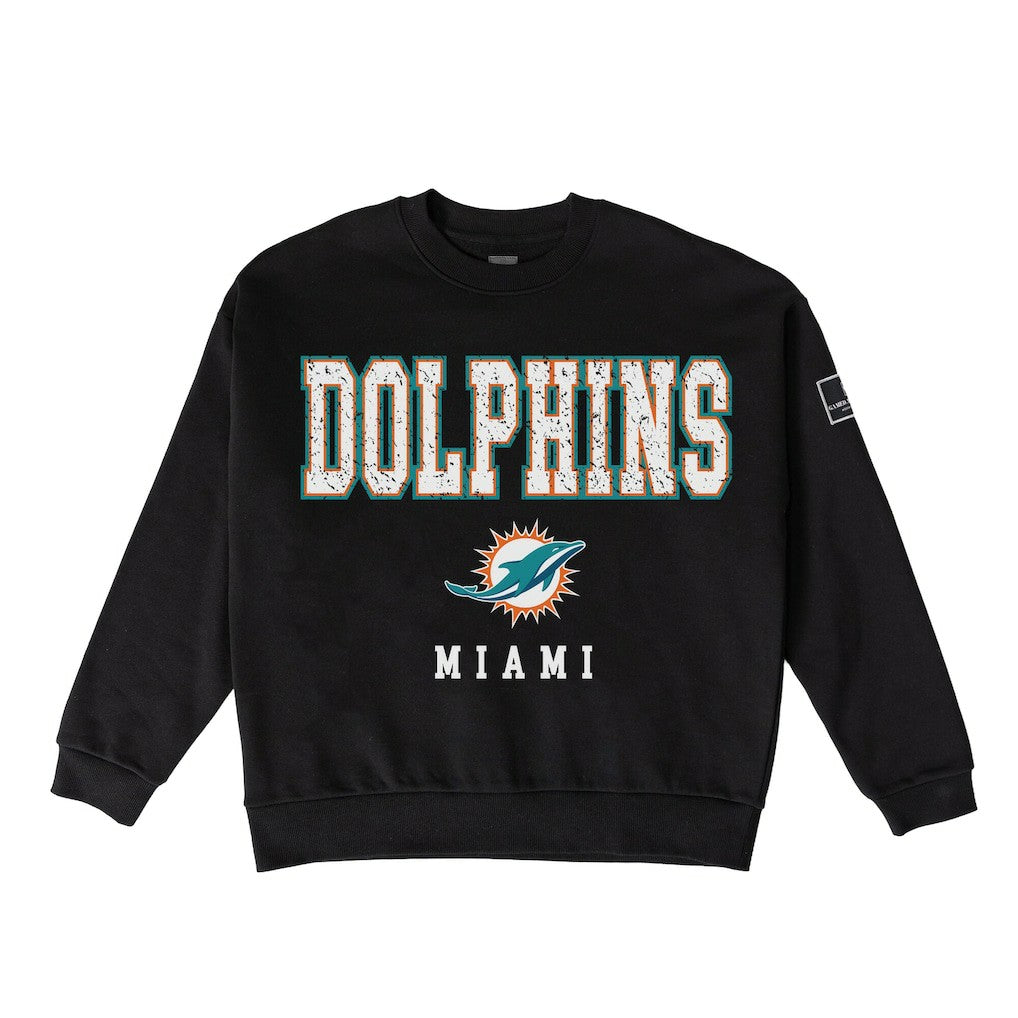 Miami Dolphins Gameday Couture Women's Oversized Level Up Black Label Premium Fleece Sweatshirt Black | NFL