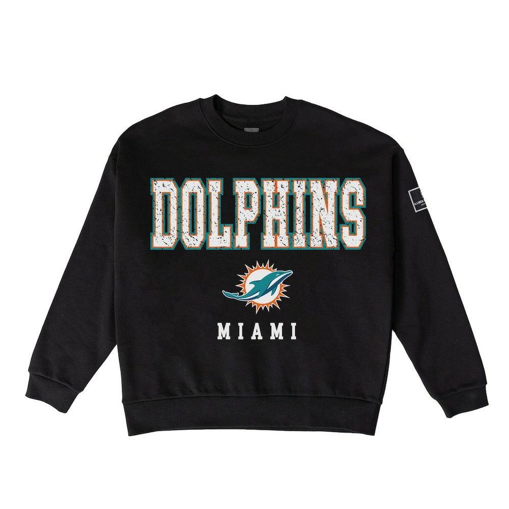 Miami Dolphins Gameday Couture Women's Oversized Level Up Black Label Premium Fleece Sweatshirt Black | NFL