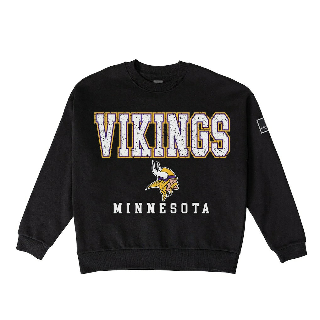 Minnesota Vikings Gameday Couture Women's Oversized Level Up Black Label Premium Fleece Sweatshirt Black | NFL