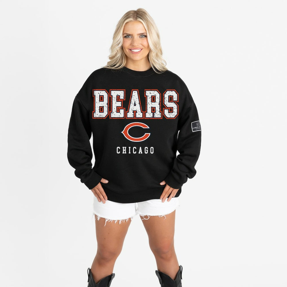 Chicago Bears Gameday Couture Women's Oversized Level Up Black Label Premium Fleece Sweatshirt Black | NFL