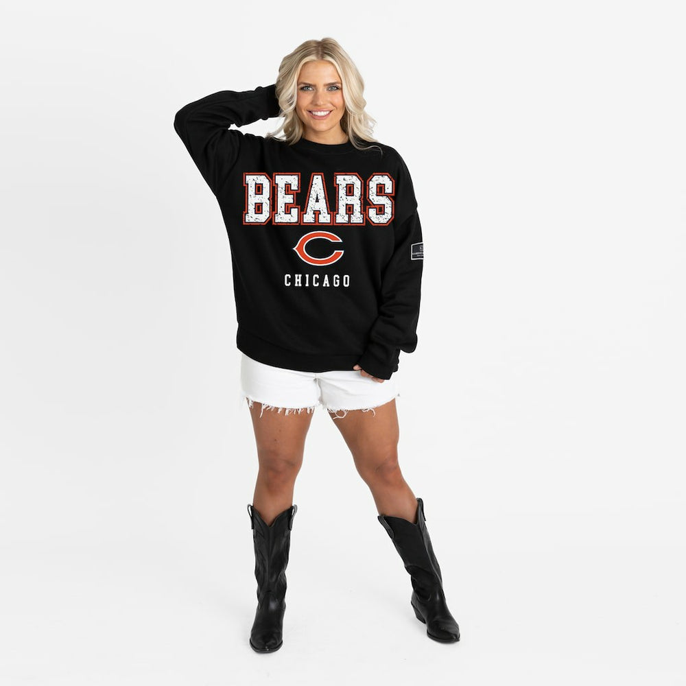 Chicago Bears Gameday Couture Women's Oversized Level Up Black Label Premium Fleece Sweatshirt Black | NFL