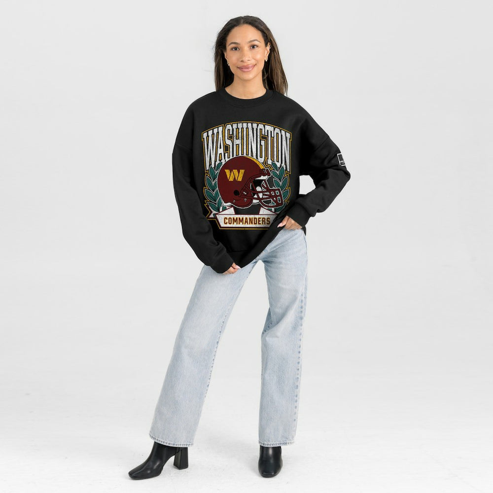 Washington Commanders Gameday Couture Women's Oversized Victory Lane Black Label Premium Fleece Sweatshirt Black | NFL