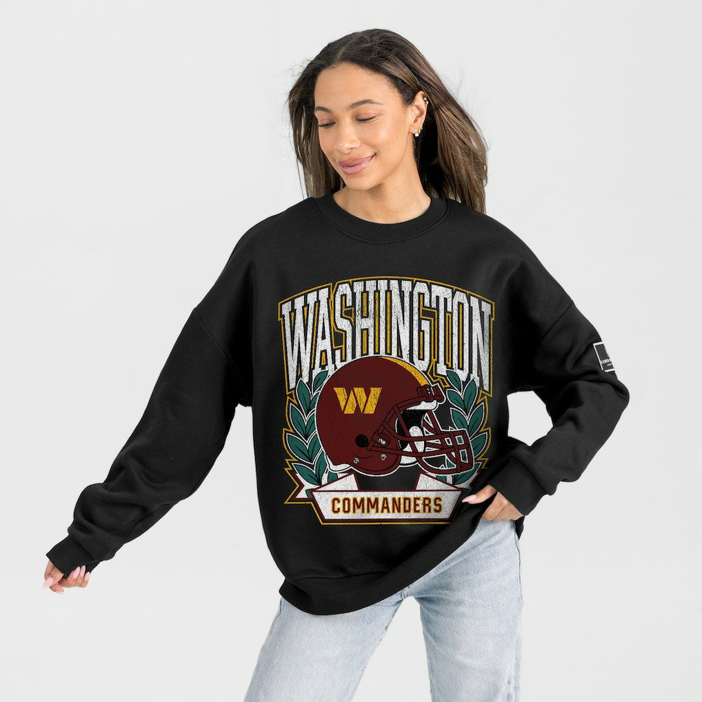 Washington Commanders Gameday Couture Women's Oversized Victory Lane Black Label Premium Fleece Sweatshirt Black | NFL