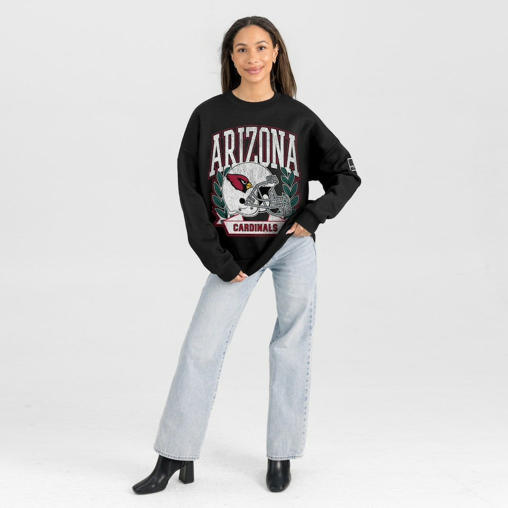Arizona Cardinals Gameday Couture Women's Oversized Victory Lane Black Label Premium Fleece Sweatshirt Black | NFL