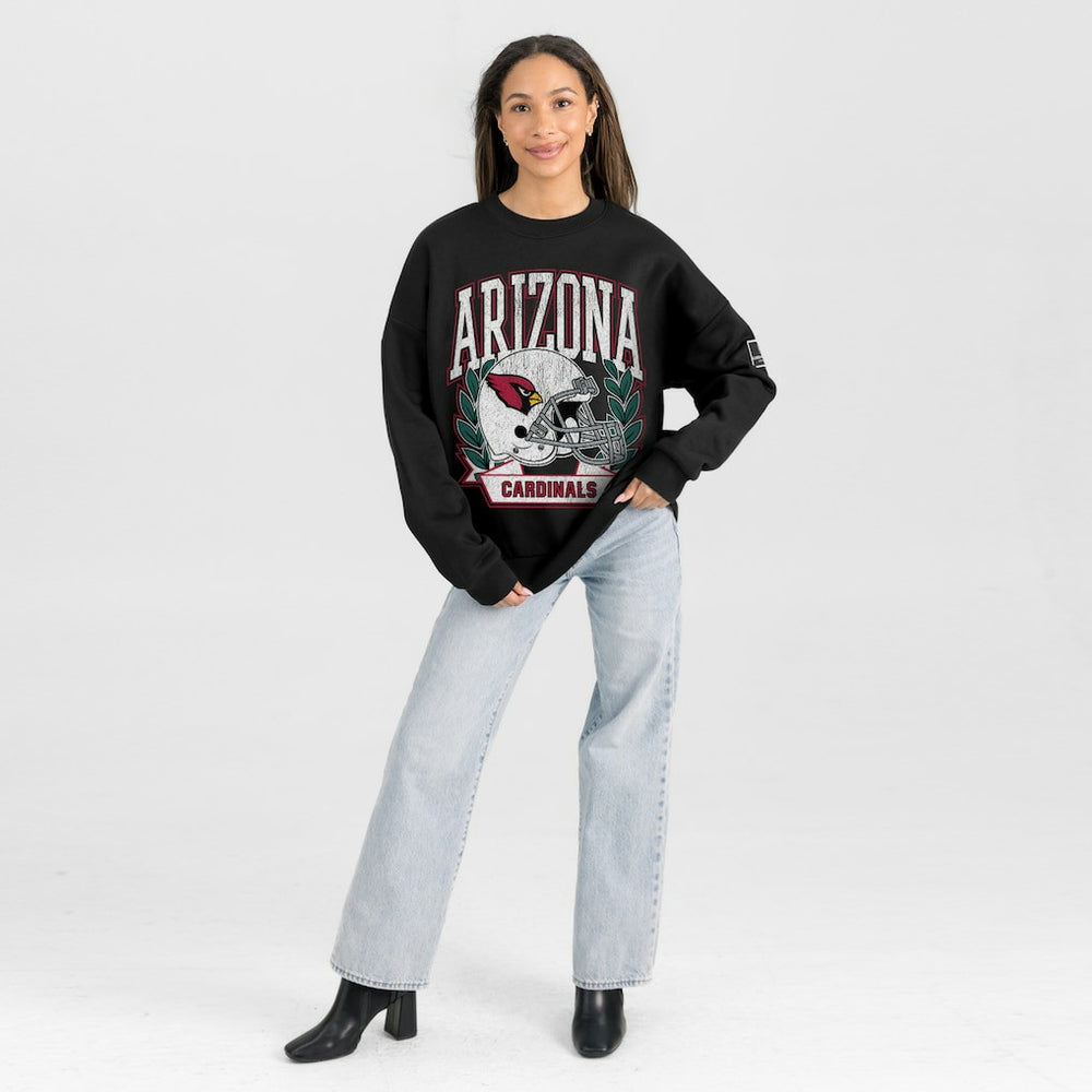 Arizona Cardinals Gameday Couture Women's Oversized Victory Lane Black Label Premium Fleece Sweatshirt Black | NFL