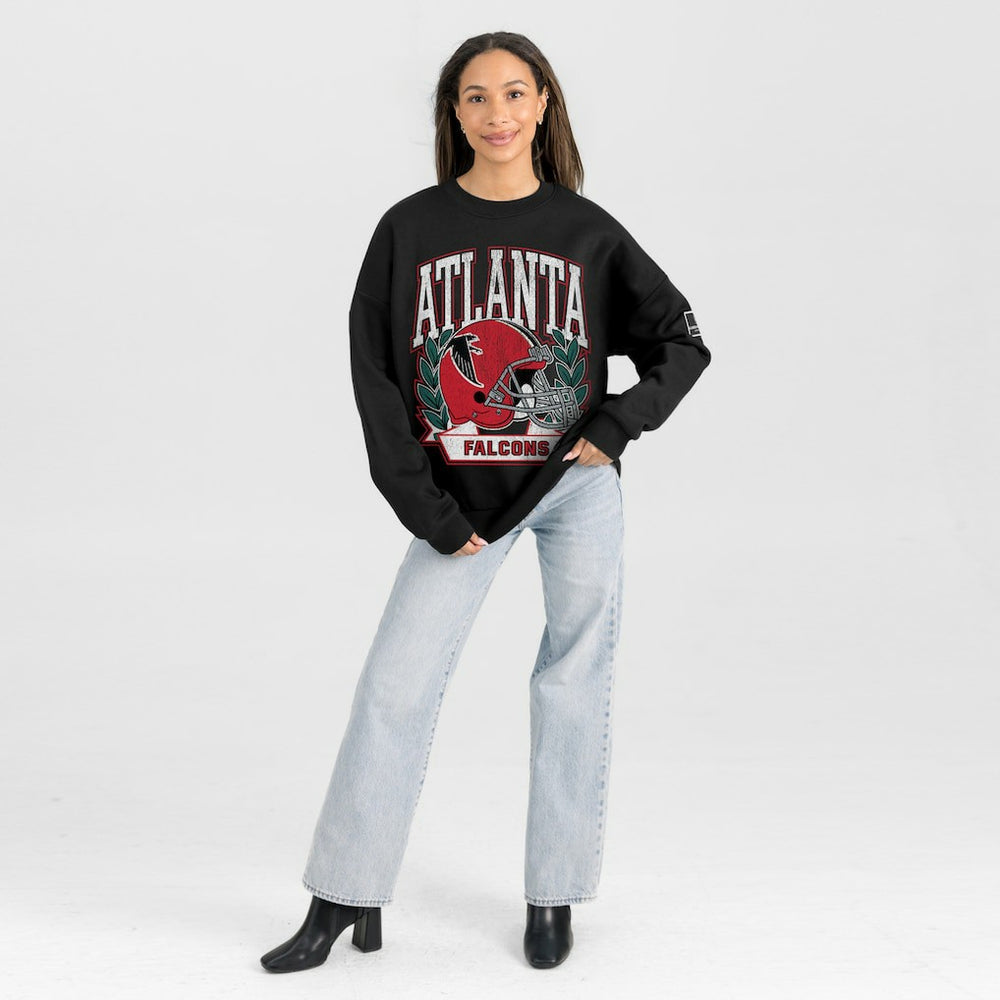 Atlanta Falcons Gameday Couture Women's Oversized Victory Lane Black Label Premium Fleece Sweatshirt Black | NFL