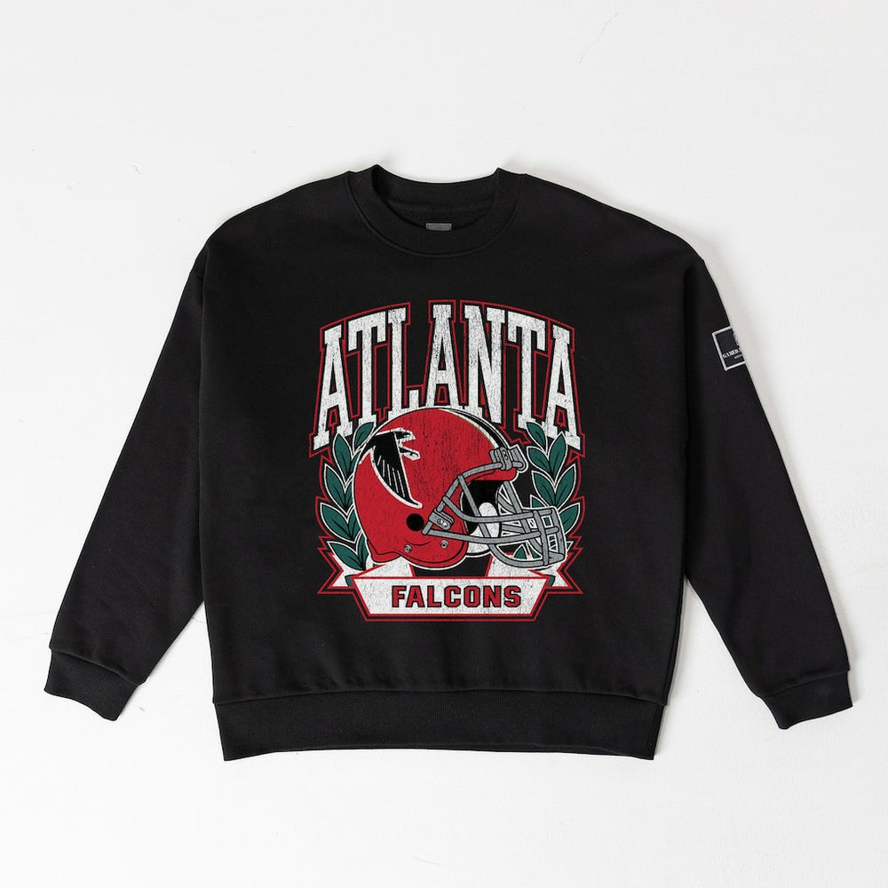 Atlanta Falcons Gameday Couture Women's Oversized Victory Lane Black Label Premium Fleece Sweatshirt Black | NFL