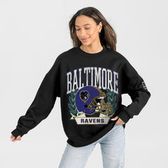 Baltimore Ravens Gameday Couture Women's Oversized Victory Lane Black Label Premium Fleece Sweatshirt Black | NFL