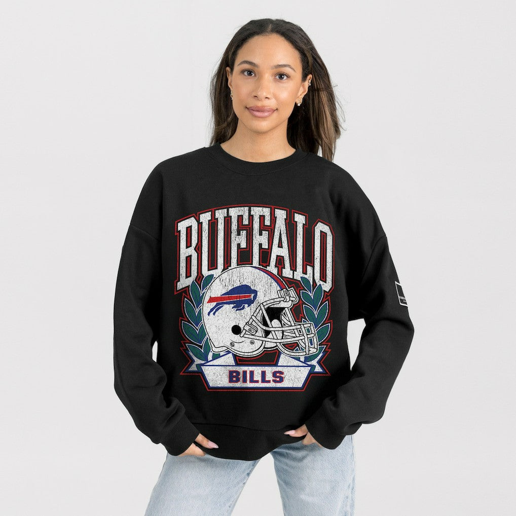 Buffalo Bills Gameday Couture Women's Oversized Victory Lane Black Label Premium Fleece Sweatshirt Black | NFL