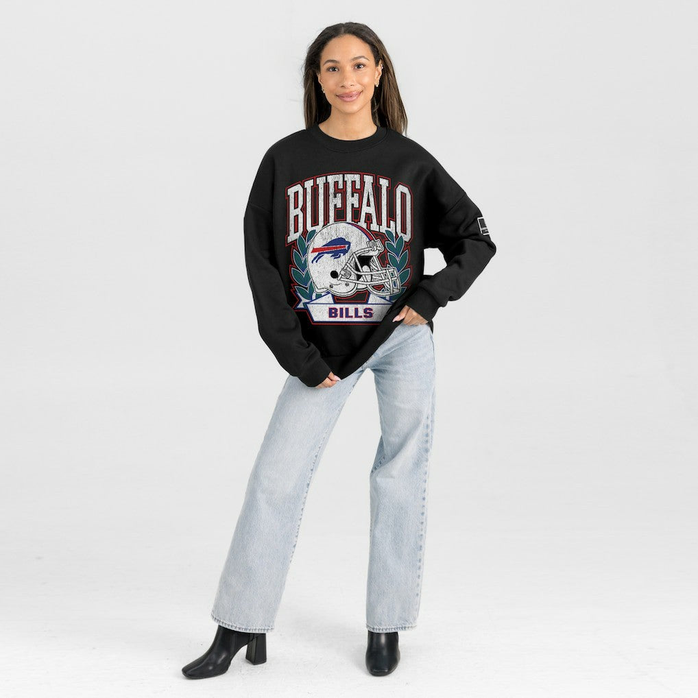 Buffalo Bills Gameday Couture Women's Oversized Victory Lane Black Label Premium Fleece Sweatshirt Black | NFL