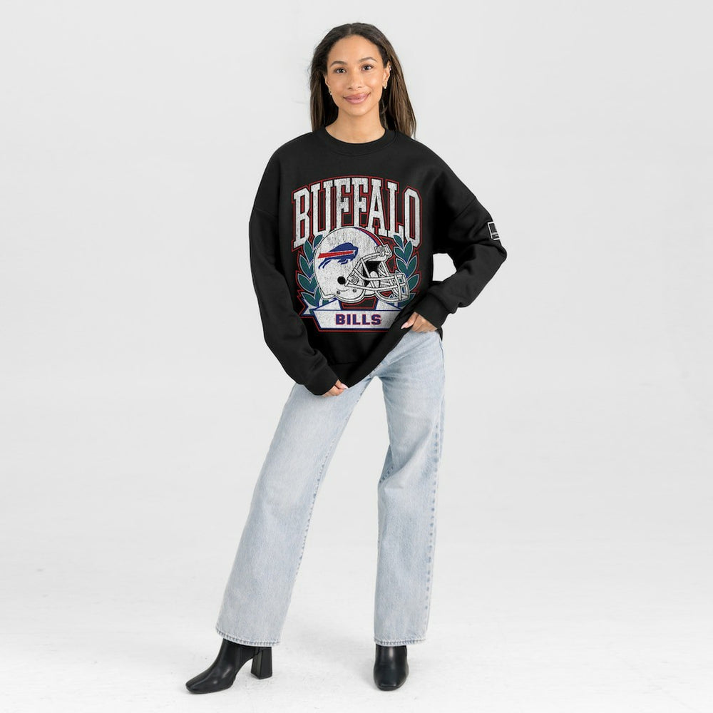 Buffalo Bills Gameday Couture Women's Oversized Victory Lane Black Label Premium Fleece Sweatshirt Black | NFL