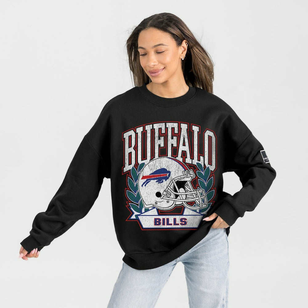 Buffalo Bills Gameday Couture Women's Oversized Victory Lane Black Label Premium Fleece Sweatshirt Black | NFL