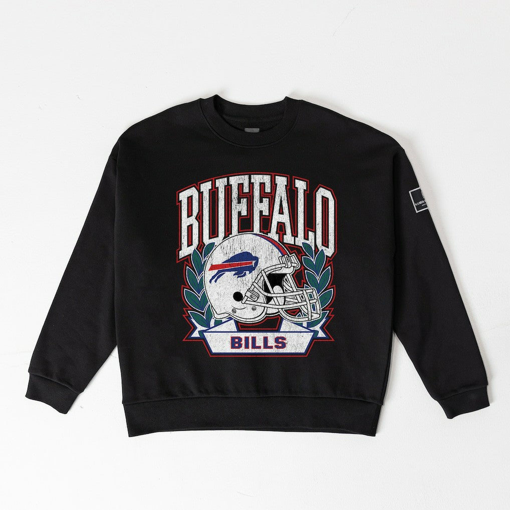 Buffalo Bills Gameday Couture Women's Oversized Victory Lane Black Label Premium Fleece Sweatshirt Black | NFL