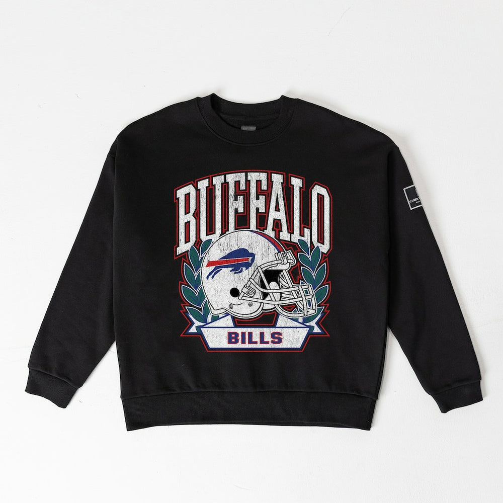 Buffalo Bills Gameday Couture Women's Oversized Victory Lane Black Label Premium Fleece Sweatshirt Black | NFL