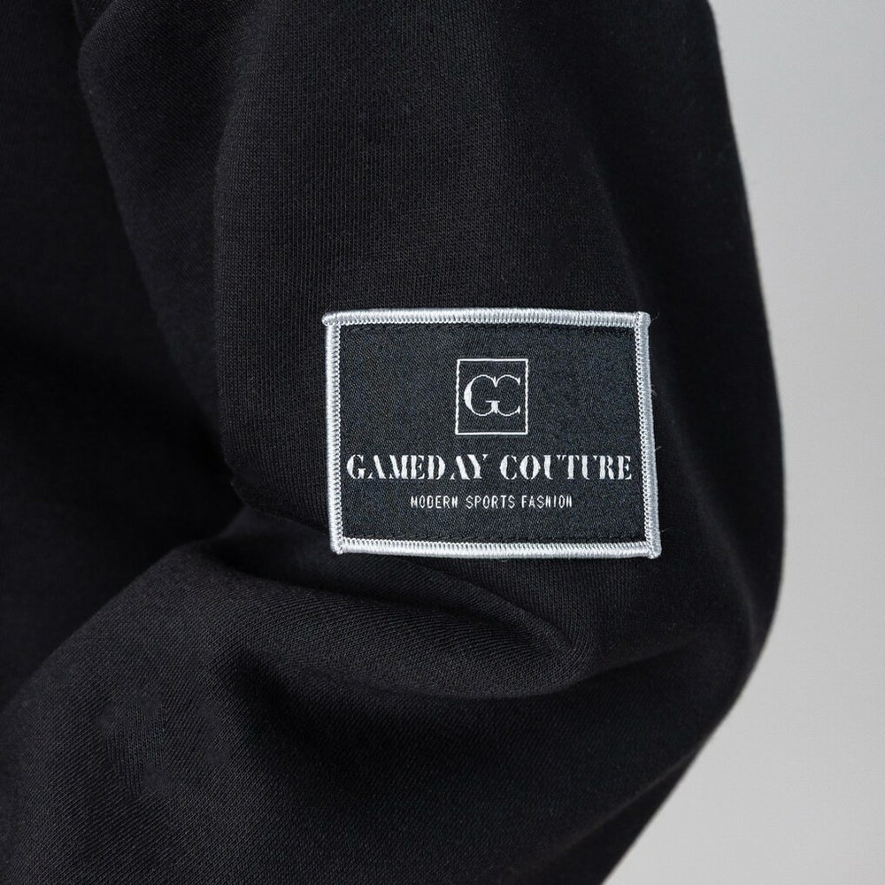 Carolina Panthers Gameday Couture Women's Oversized Victory Lane Black Label Premium Fleece Sweatshirt Black | NFL