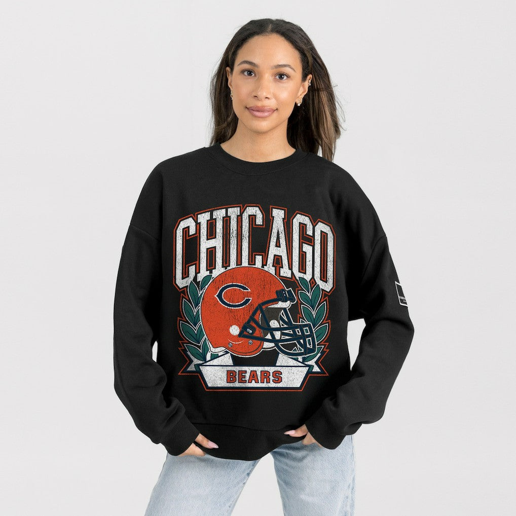 Chicago Bears Gameday Couture Women's Oversized Victory Lane Black Label Premium Fleece Sweatshirt Black | NFL