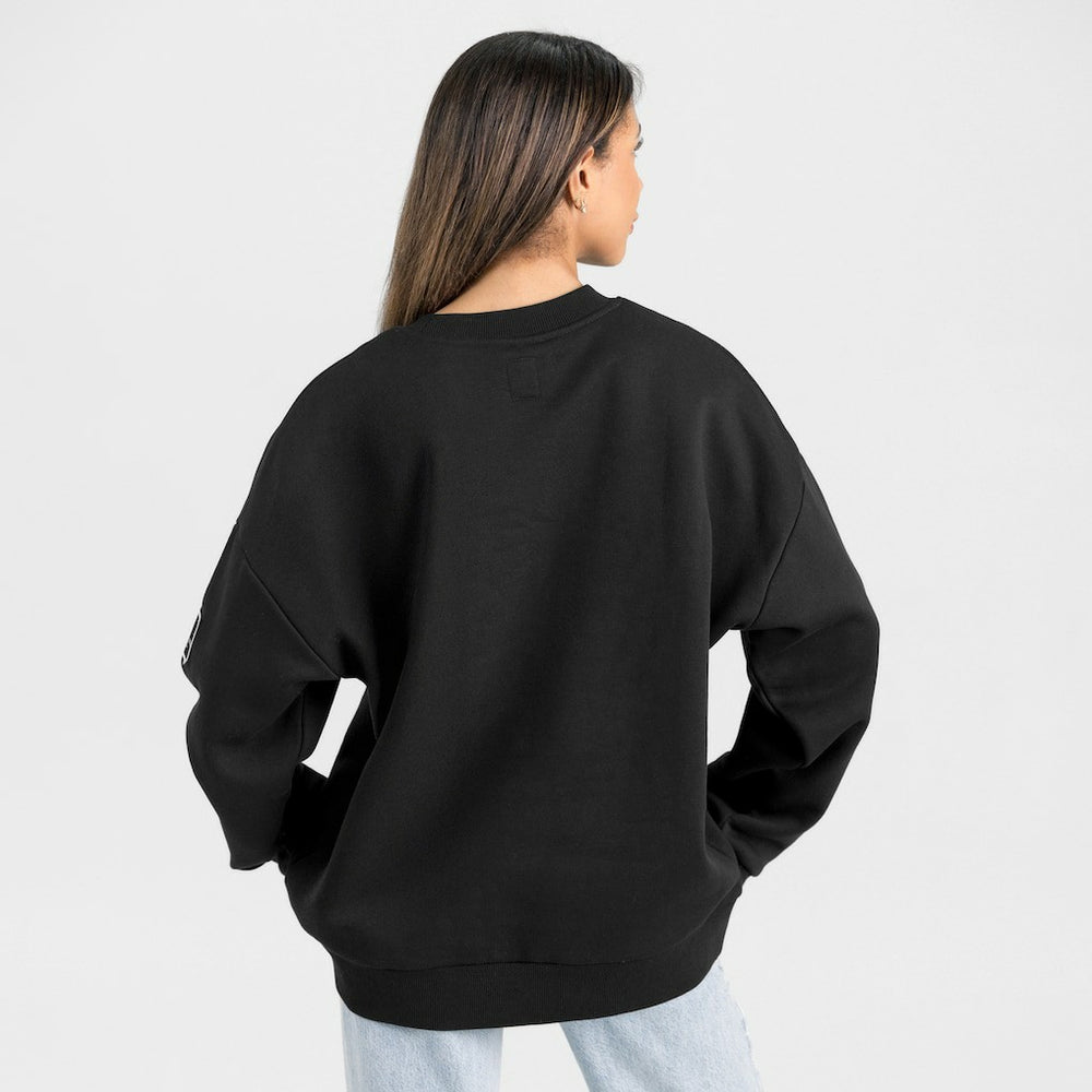 Chicago Bears Gameday Couture Women's Oversized Victory Lane Black Label Premium Fleece Sweatshirt Black | NFL