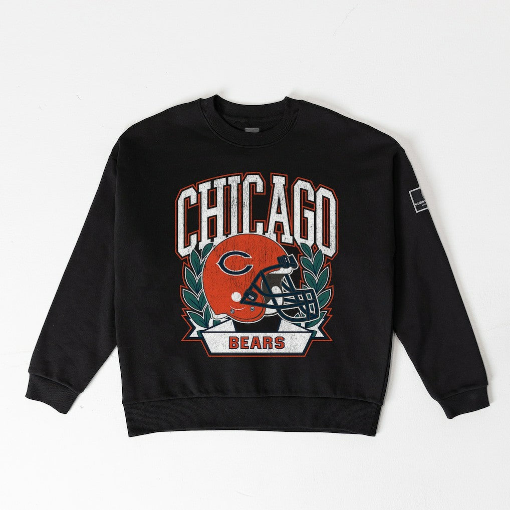 Chicago Bears Gameday Couture Women's Oversized Victory Lane Black Label Premium Fleece Sweatshirt Black | NFL