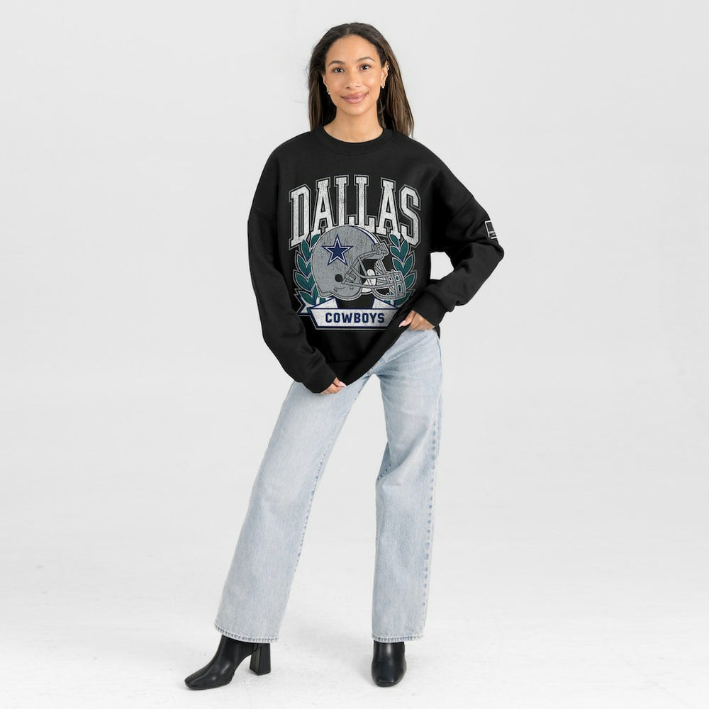 Dallas Cowboys Gameday Couture Women's Oversized Victory Lane Black Label Premium Fleece Sweatshirt Black | NFL