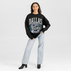 Dallas Cowboys Gameday Couture Women's Oversized Victory Lane Black Label Premium Fleece Sweatshirt Black | NFL