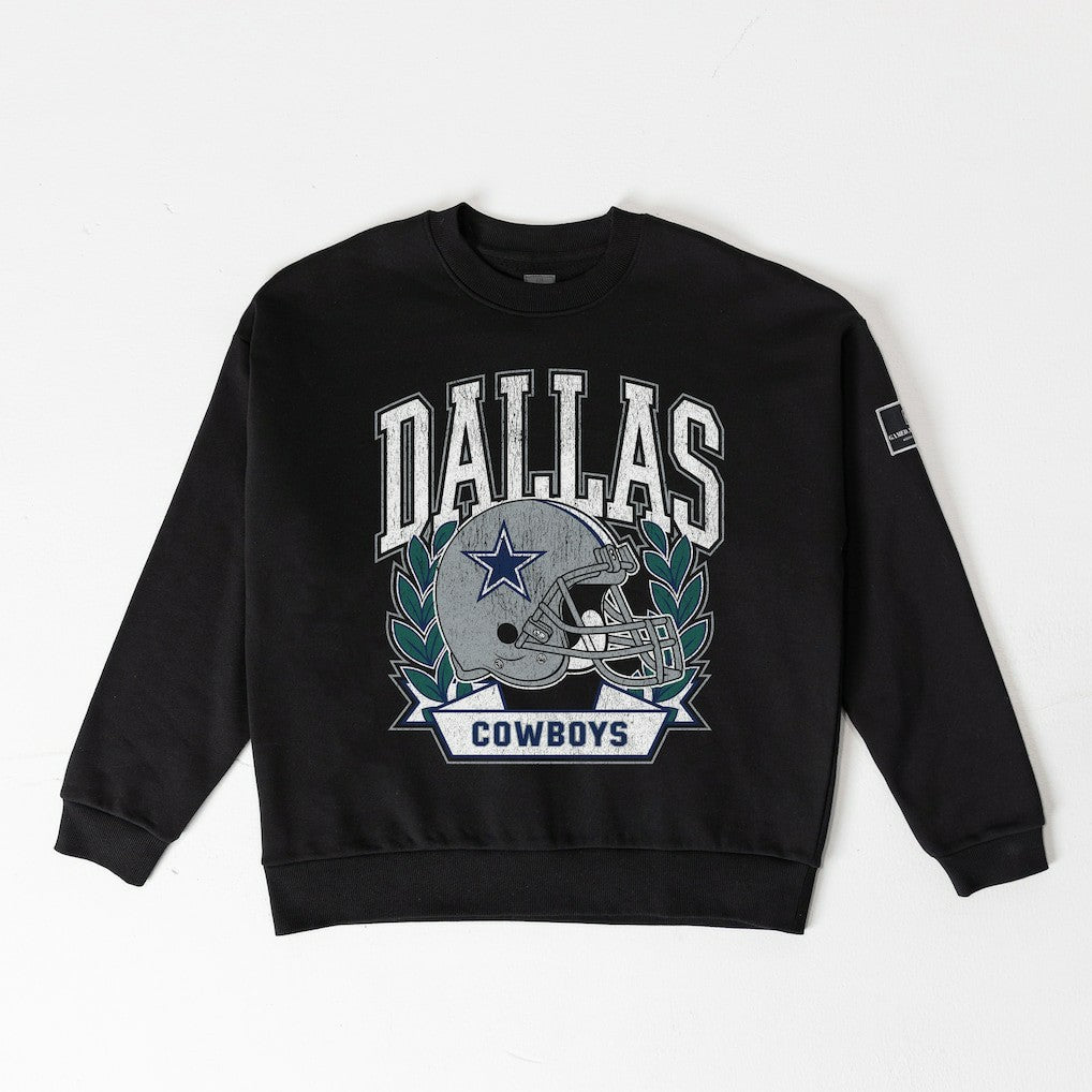 Dallas Cowboys Gameday Couture Women's Oversized Victory Lane Black Label Premium Fleece Sweatshirt Black | NFL
