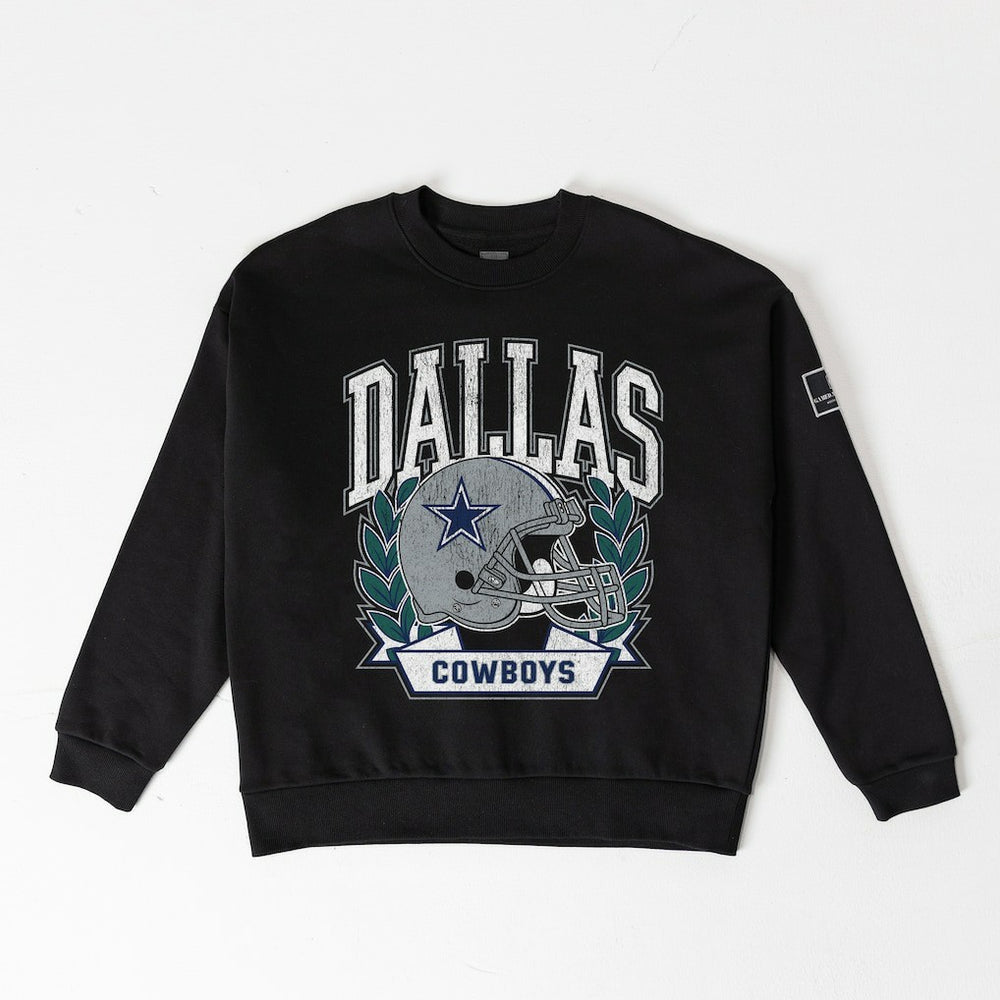 Dallas Cowboys Gameday Couture Women's Oversized Victory Lane Black Label Premium Fleece Sweatshirt Black | NFL