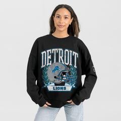 Detroit Lions Gameday Couture Women's Oversized Victory Lane Black Label Premium Fleece Sweatshirt Black | NFL