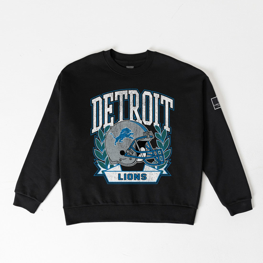 Detroit Lions Gameday Couture Women's Oversized Victory Lane Black Label Premium Fleece Sweatshirt Black | NFL