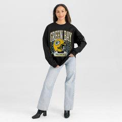 Green Bay Packers Gameday Couture Women's Oversized Victory Lane Black Label Premium Fleece Sweatshirt Black | NFL