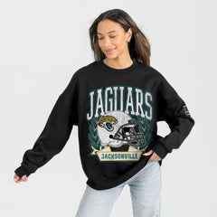 Jacksonville Jaguars Gameday Couture Women's Oversized Victory Lane Black Label Premium Fleece Sweatshirt Black | NFL