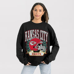 Kansas City Chiefs Gameday Couture Women's Oversized Victory Lane Black Label Premium Fleece Sweatshirt Black | NFL