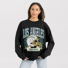 Los Angeles Chargers Gameday Couture Women's Oversized Victory Lane Black Label Premium Fleece Sweatshirt Black | NFL