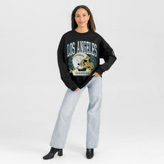 Los Angeles Chargers Gameday Couture Women's Oversized Victory Lane Black Label Premium Fleece Sweatshirt Black | NFL