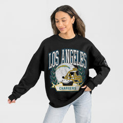 Los Angeles Chargers Gameday Couture Women's Oversized Victory Lane Black Label Premium Fleece Sweatshirt Black | NFL