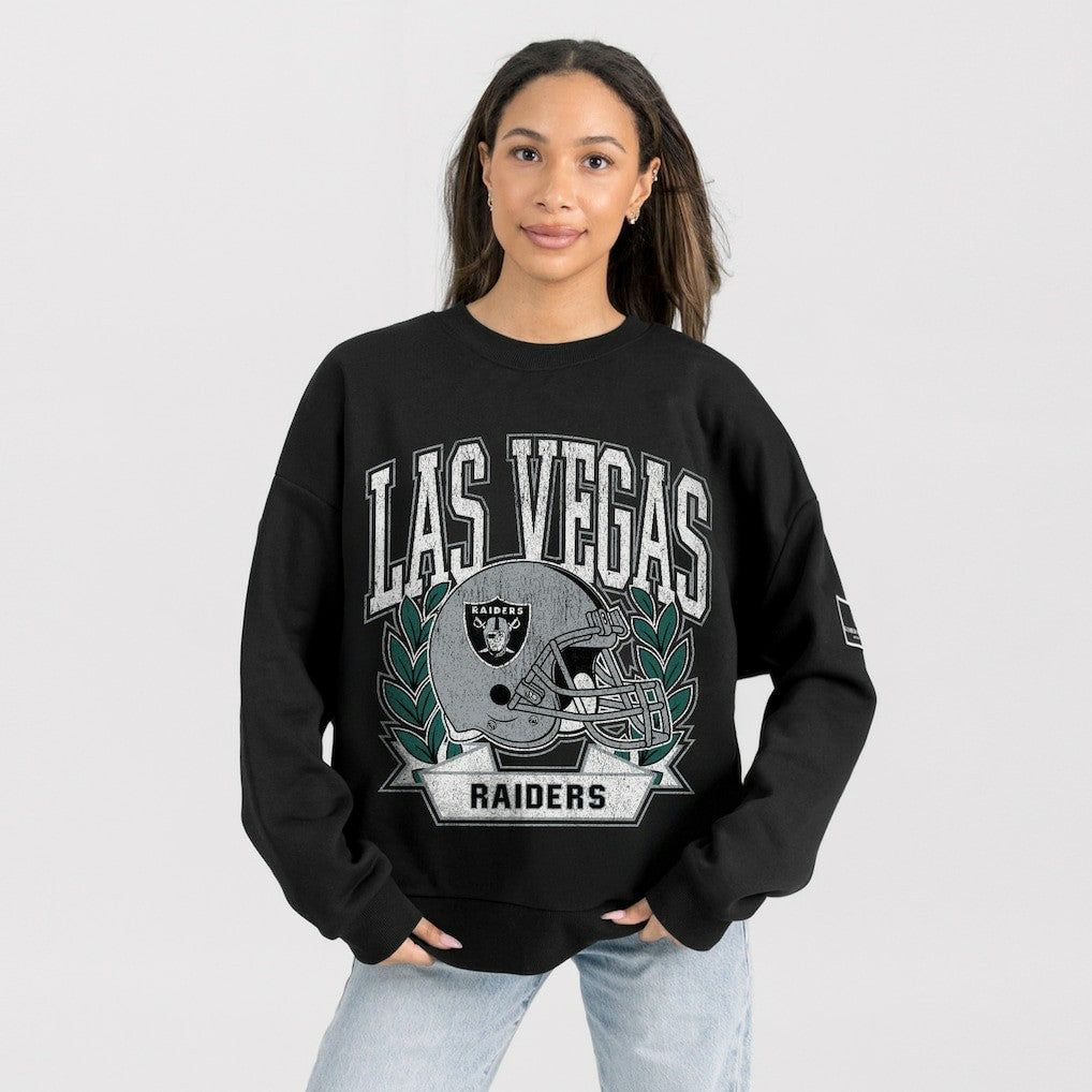 Las Vegas Raiders Gameday Couture Women's Oversized Victory Lane Black Label Premium Fleece Sweatshirt Black | NFL