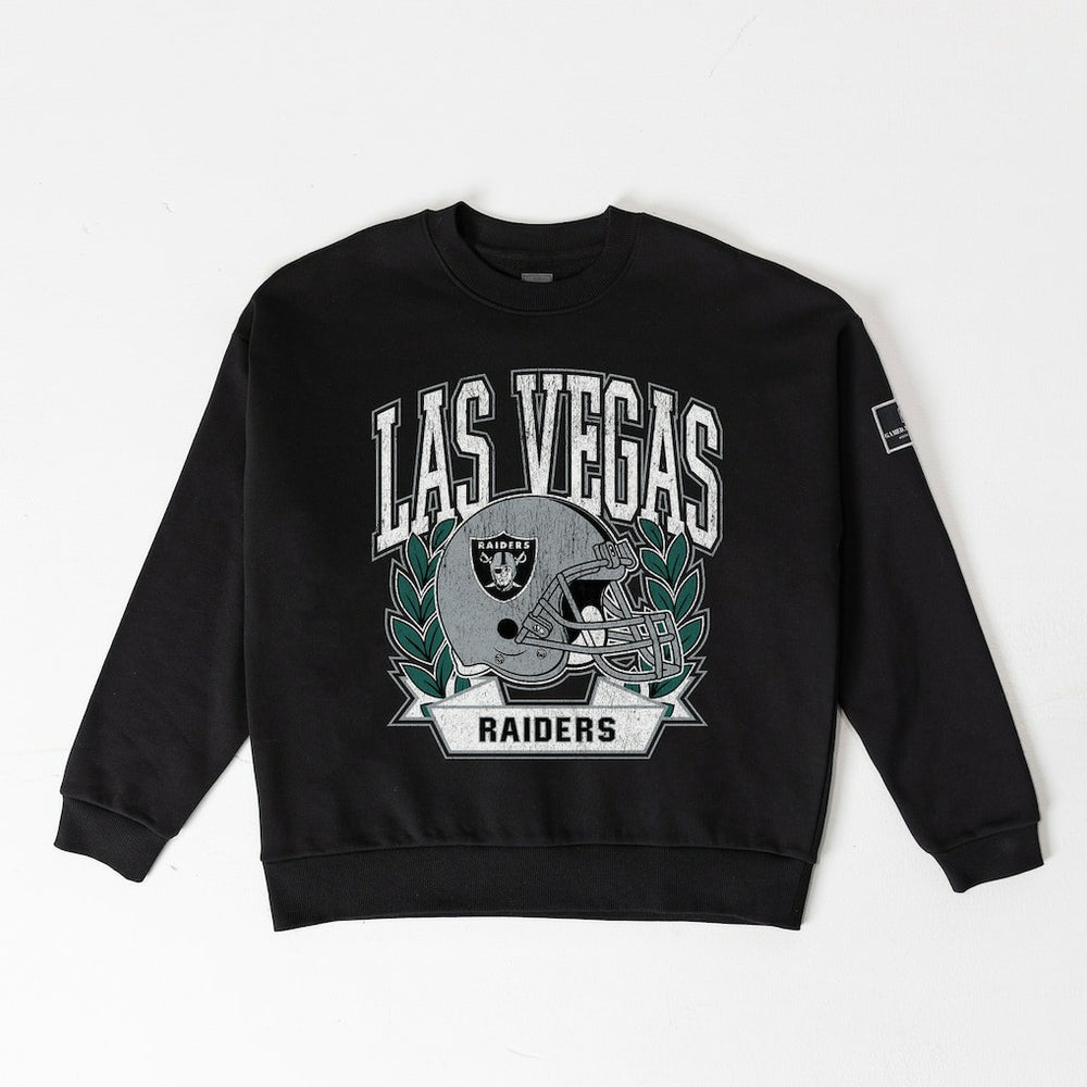 Las Vegas Raiders Gameday Couture Women's Oversized Victory Lane Black Label Premium Fleece Sweatshirt Black | NFL