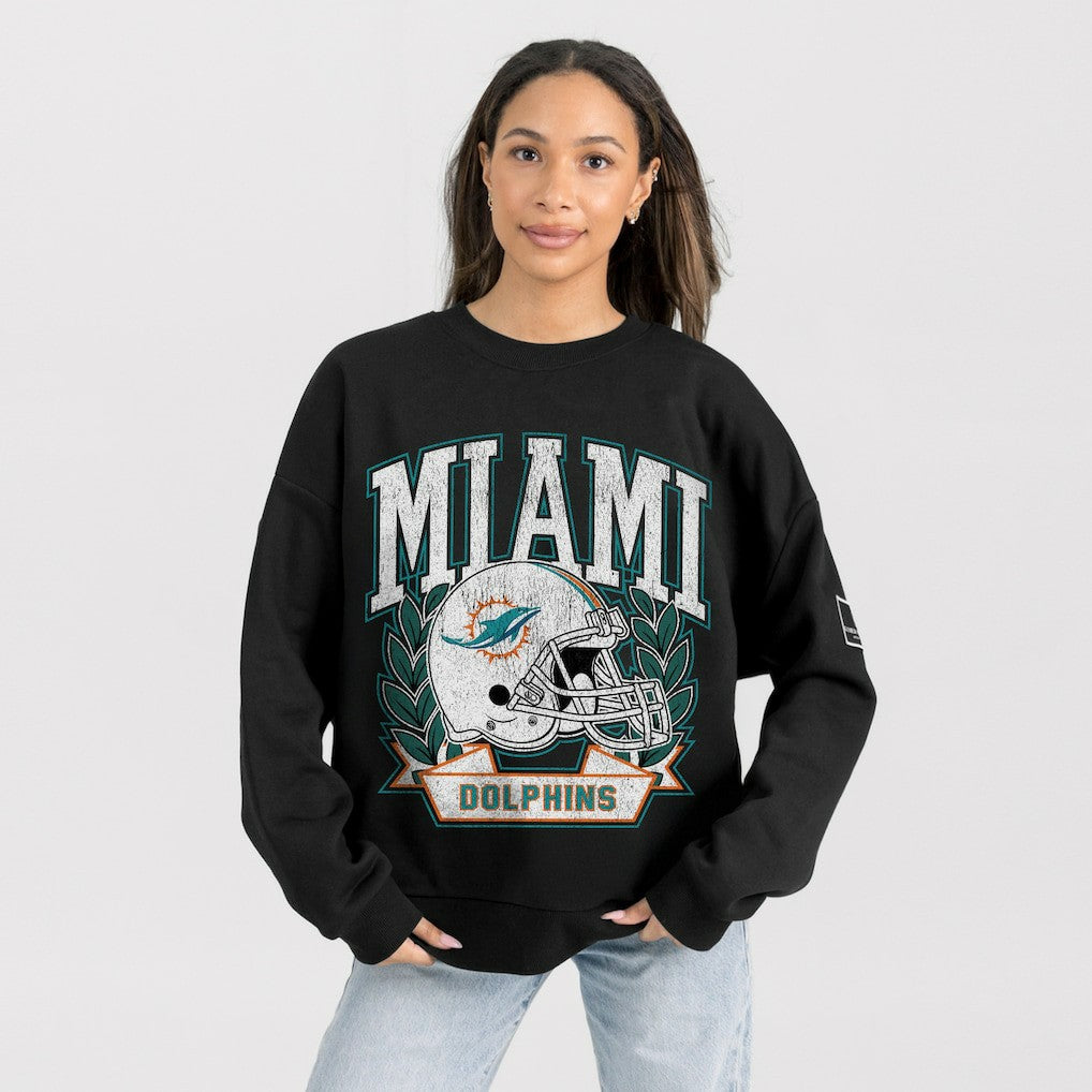 Miami Dolphins Gameday Couture Women's Oversized Victory Lane Black Label Premium Fleece Sweatshirt Black | NFL