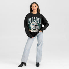 Miami Dolphins Gameday Couture Women's Oversized Victory Lane Black Label Premium Fleece Sweatshirt Black | NFL