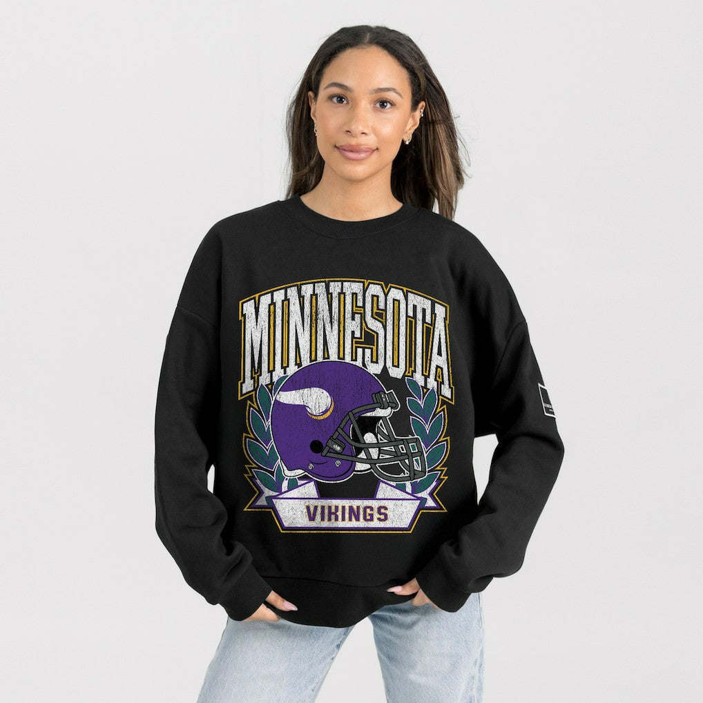 Minnesota Vikings Gameday Couture Women's Oversized Victory Lane Black Label Premium Fleece Sweatshirt Black | NFL