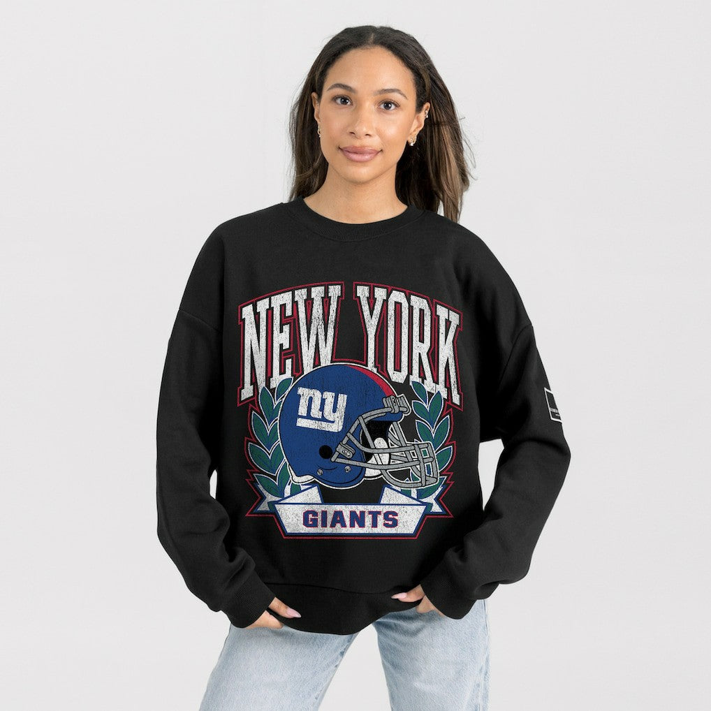 New York Giants Gameday Couture Women's Oversized Victory Lane Black Label Premium Fleece Sweatshirt Black | NFL