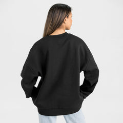 New York Giants Gameday Couture Women's Oversized Victory Lane Black Label Premium Fleece Sweatshirt Black | NFL