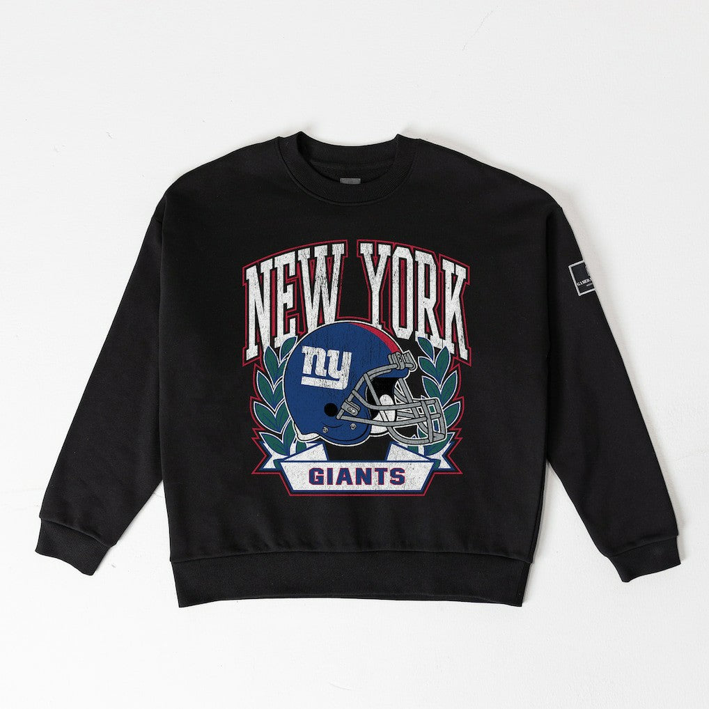New York Giants Gameday Couture Women's Oversized Victory Lane Black Label Premium Fleece Sweatshirt Black | NFL