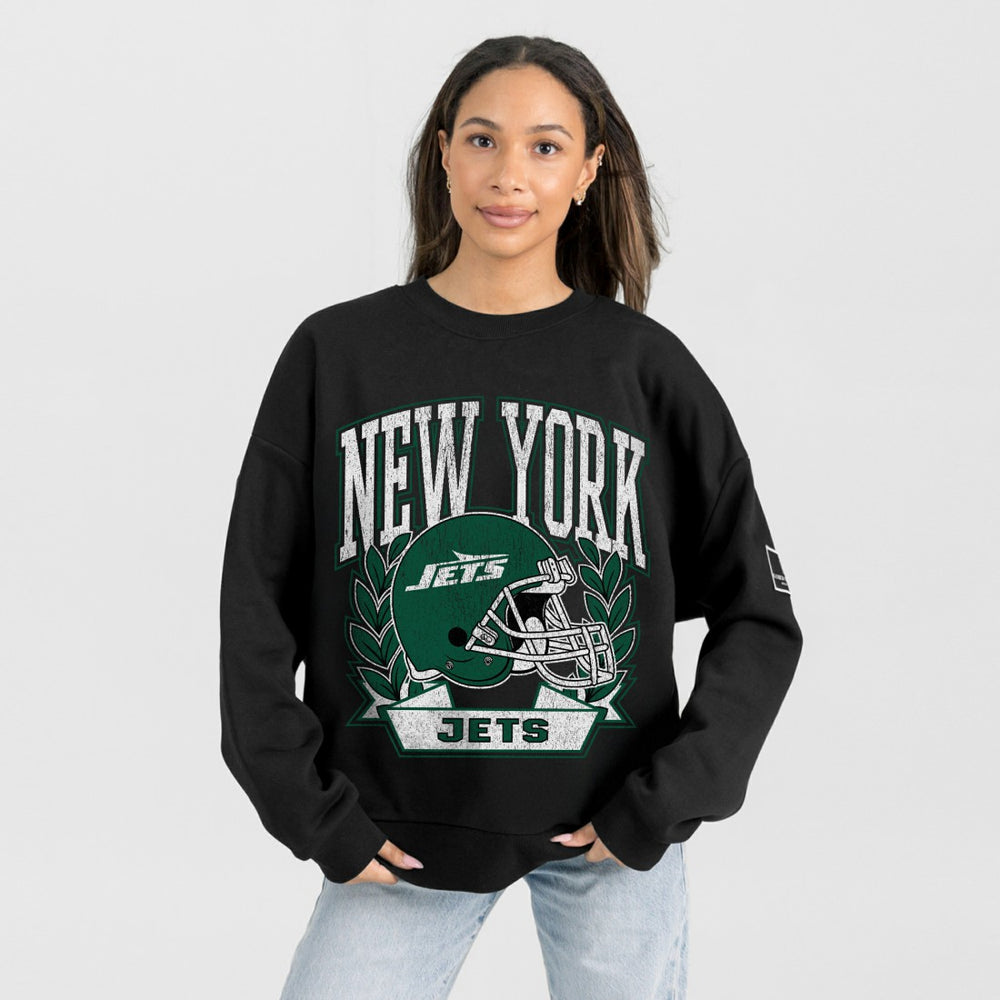 New York Jets Gameday Couture Women's Oversized Victory Lane Black Label Premium Fleece Sweatshirt Black | NFL